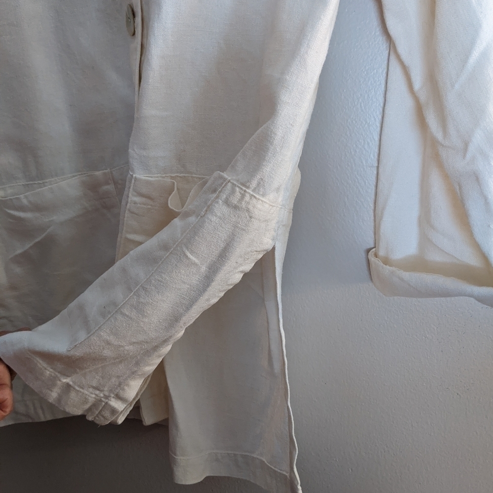 𝅺VINTAGE 1980s Creamy White Capezio Unlined Linen Blend Blazer Shaket - Picture 8 of 8